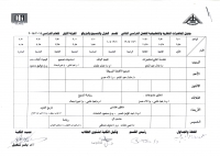 جدول محاضرات الفصل الدراسي الثاني لقسم الغزل والنسيج والتريكو  للعام الدراسي 2014-2015