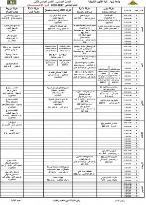 جدول قسم الاعلان والطباعة والنشر